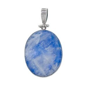 Vintage NC Sterling Silver 925 5.5cm Blue Oval Cabochon Kyanite Pendant